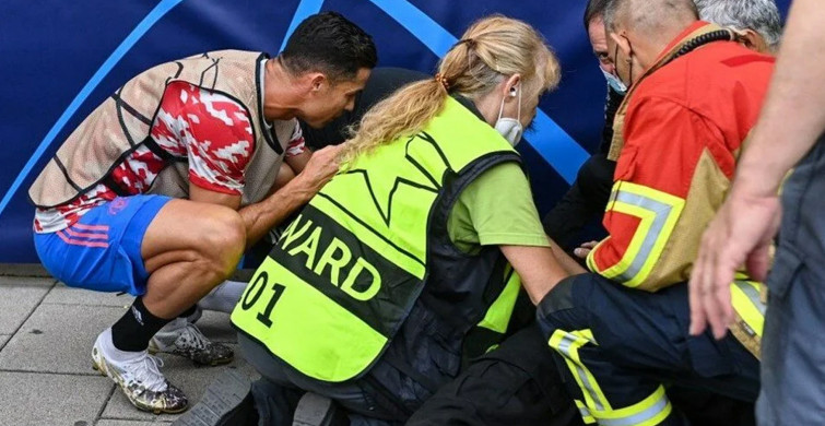 Cristiano Ronaldo Maçtan Önce Yaraladığı Saha Görevlisi Kadına Yardım Etti!