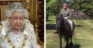 İngiltere'de Karantinadan Çıkan Kraliçe Elizabeth Başörtüsü Takıp Ata Bindi