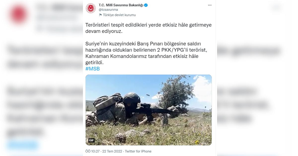 2 PKK / YPG’li terörist etkisiz hale getirildi