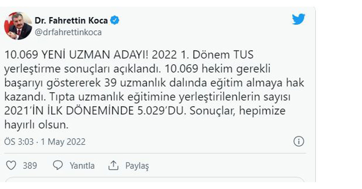 2022 TUS sonuçları açıklandı