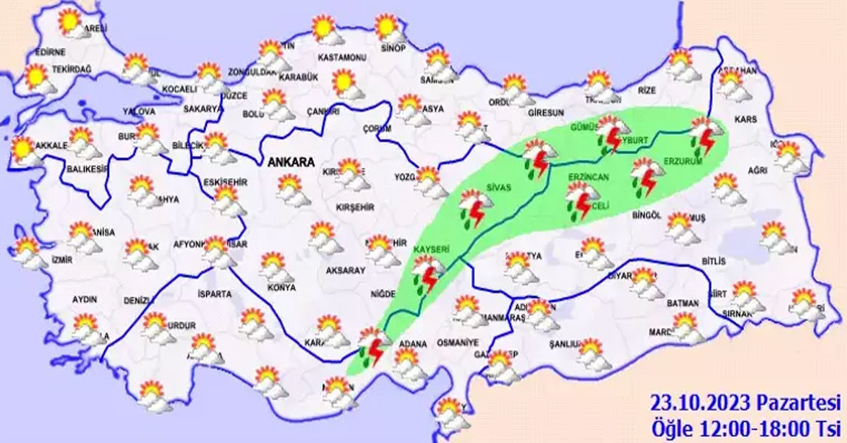 23 ekim pazartesi istanbul hava durumu ankara