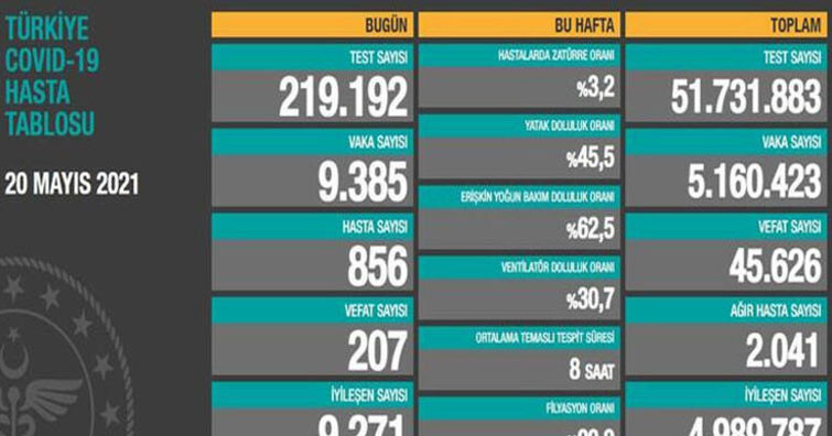 21 mayıs koronavirüs tablosu