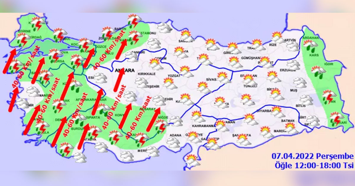 7 Nisan 2022 Perşembe hava durumu nasıl olacak? Meteoroloji Genel Müdürlüğü 7 Nisan 2022 hava durumu tahmin raporunu yayımladı: Yurt genelinde kuvvetli rüzgar uyarısı!