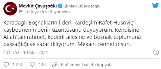 Mevlüt Çavuşoğlu'ndan Husoviç İçin Taziye Mesajı4546