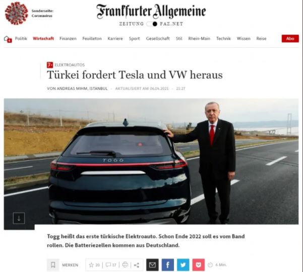 Alman Basını Kaleme Aldı: Türkiye, Tesla ve Volkswagen'e Meydan Okuyor3545456
