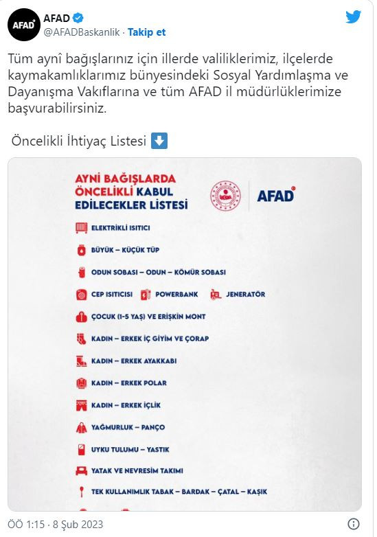 AFAD'dan açıklama