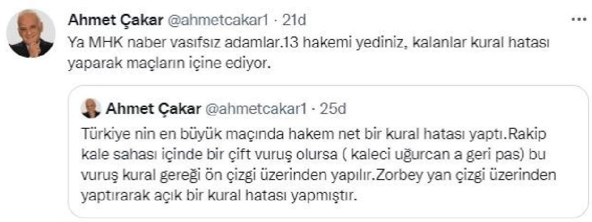 Ahmet Çakar'dan Trabzon Beşiktaş Maçı Kural Hatası İddiası
