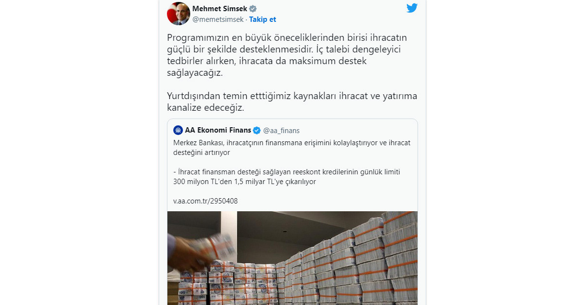 Bakan Şİmşek kredi açıklaması