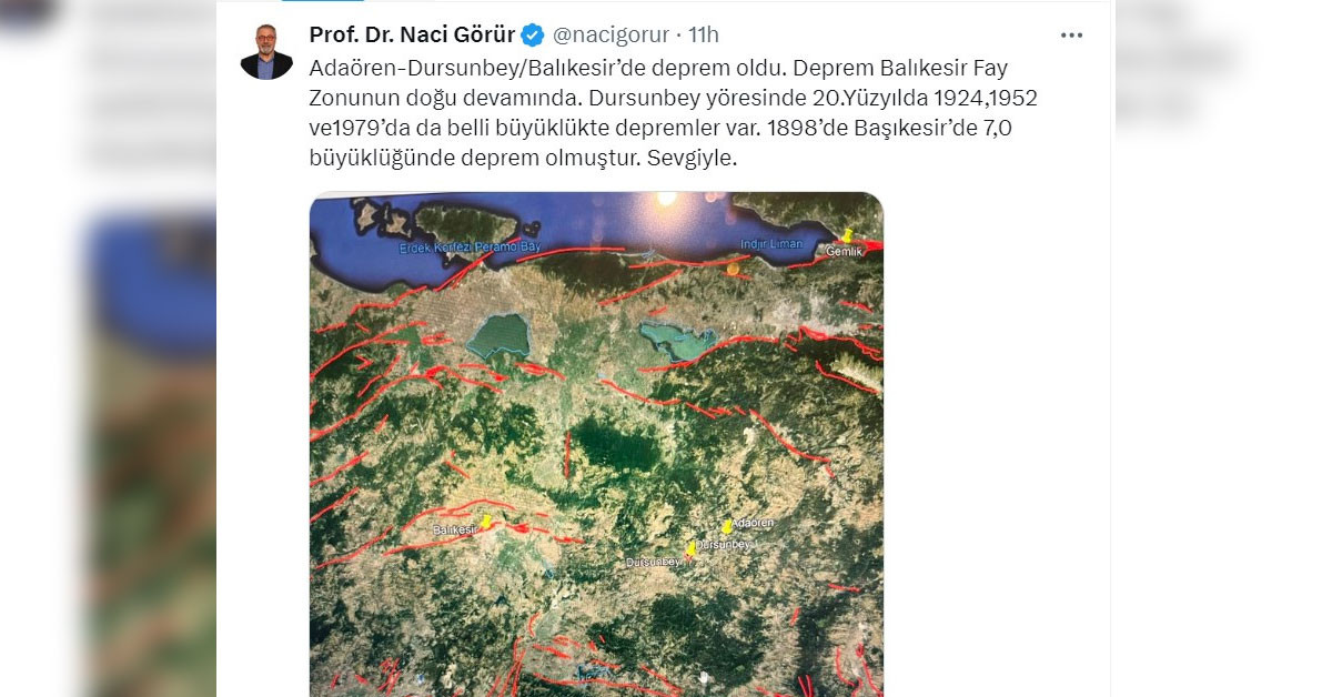 Balıkesir’deki deprem sonrası Naci Görür’den ilk yorum: ‘‘Bu bölgede belli büyüklükte depremler oldu!’’