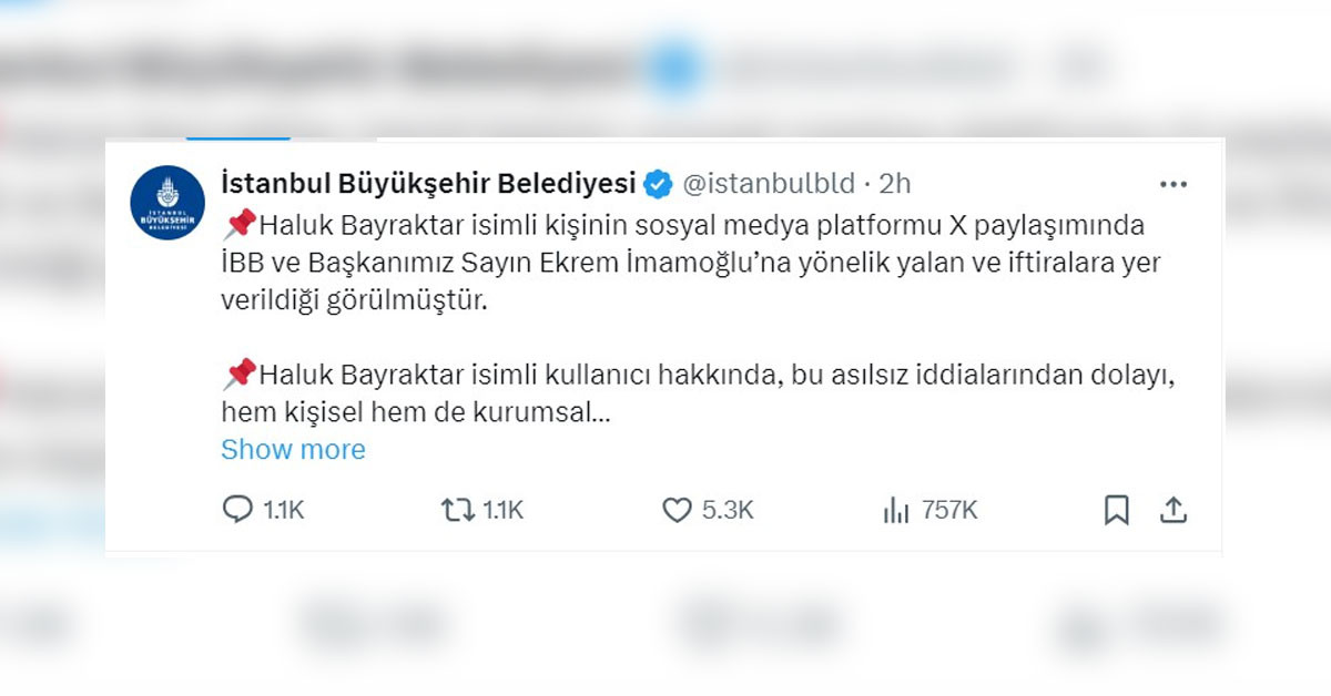 BAYKAR Genel Müdürü Haluk Bayraktar’dan İsrail'e jet yakıtı sattıklarına dair iddialarına sert bir şekilde karşı çıktı. Yayılan bu iddiaların İstanbul Büyükşehir Belediye (İBB) Başkanı Ekrem İmamoğlu’nun iletişim ekibi tarafından öne sürdüğünü açıklayarak, konuyu yargıya taşıyacağını ve alınan tazminatla da Gazze’ye bağışta bulunacaklarını ifade etti.