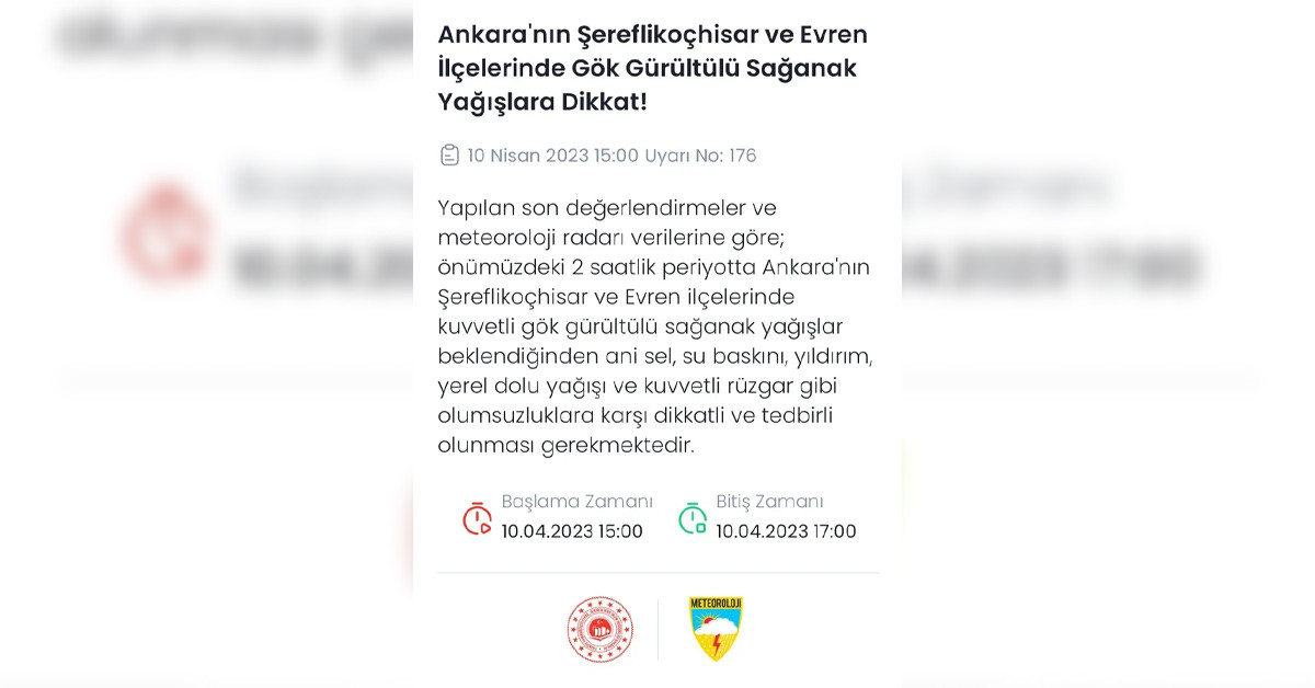 Bir ilde sarı kodlu uyarı yapıldı