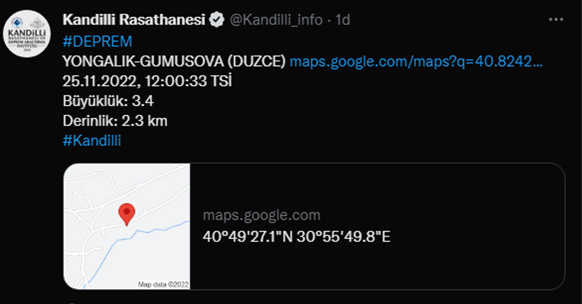 Düzce'de deprem