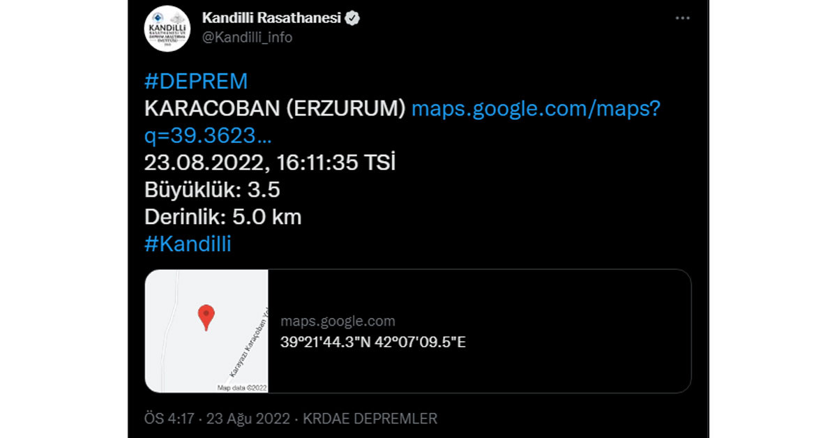 Erzurum deprem