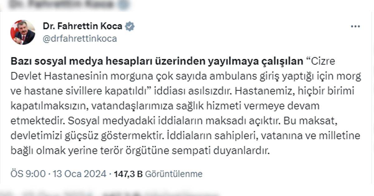 Fahrettin Koca paylaşımı