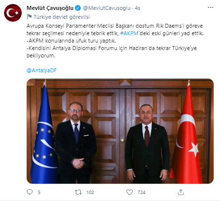 Mevlüt Çavuşoğlu, Avrupa Konseyi Parlamenter Meclisi Başkanı ile Bir Araya Geldi6545454564564