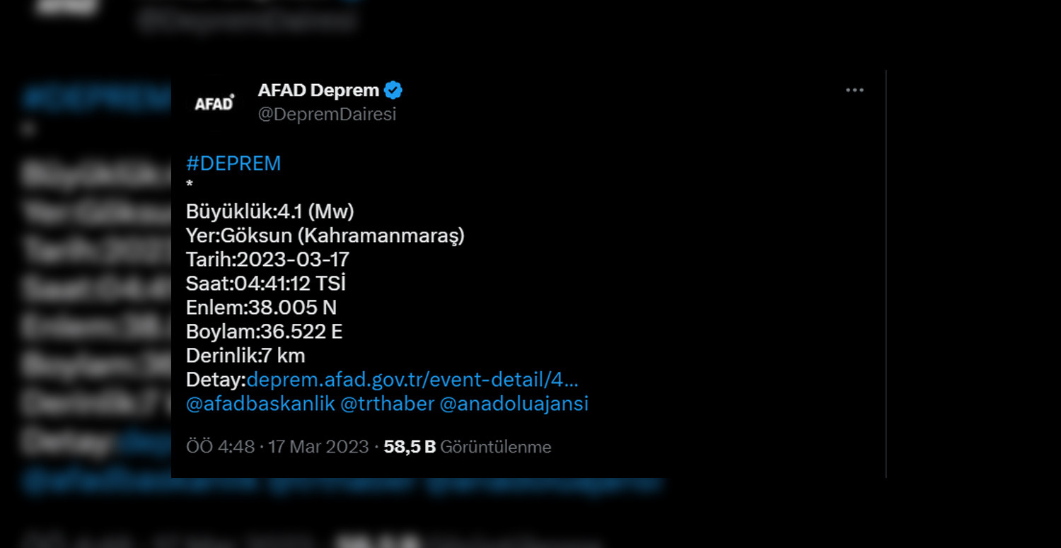 Kahramanmaraş'ta korkutan deprem