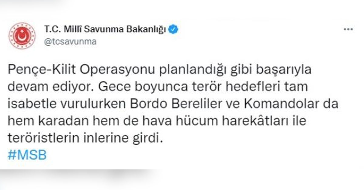 MSB'den kritik operasyona dair görüntüler paylaşıldı: Teröristlere göz açtırılmıyor!