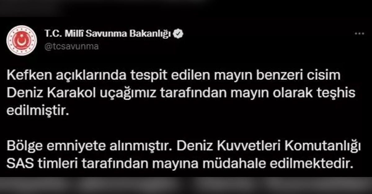 MSB'den son dakika açıklaması: Kefken açıklarında mayın paniği