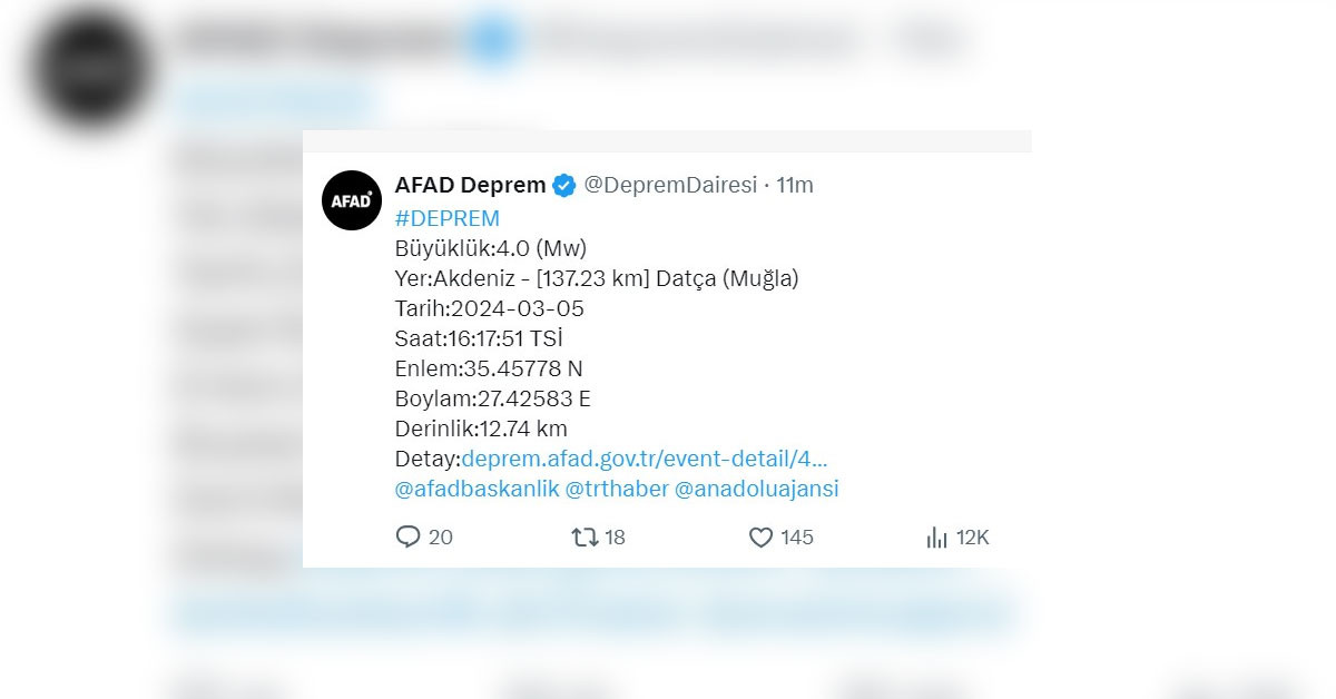 muğla da deprem