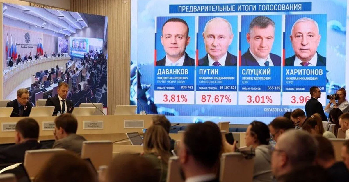 Rusya'da sandık başı anketine göre Vladimir Putin, yüzde 87'nin üzerinde oy oranıyla yeniden devlet başkanı seçildi.