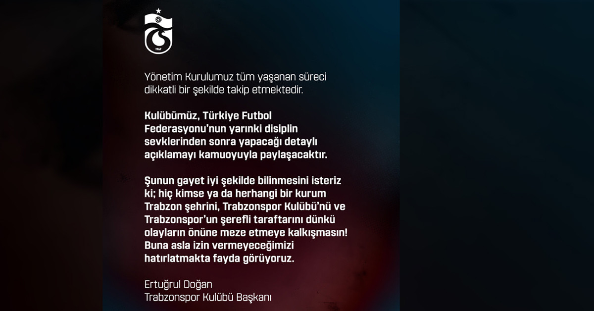 Trabzonspor açıklama