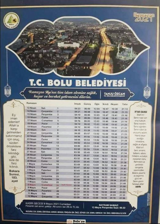 CHP’li Belediye Başkanı Tanju Özcan’ın Yanlış İmsakiye Bastırdı54545