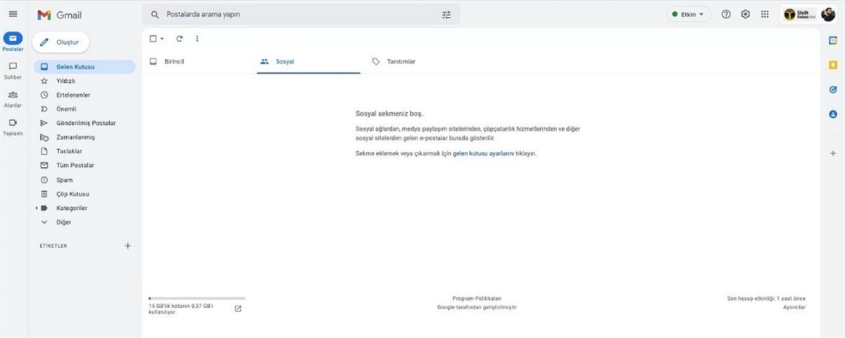 gmail değişikliği