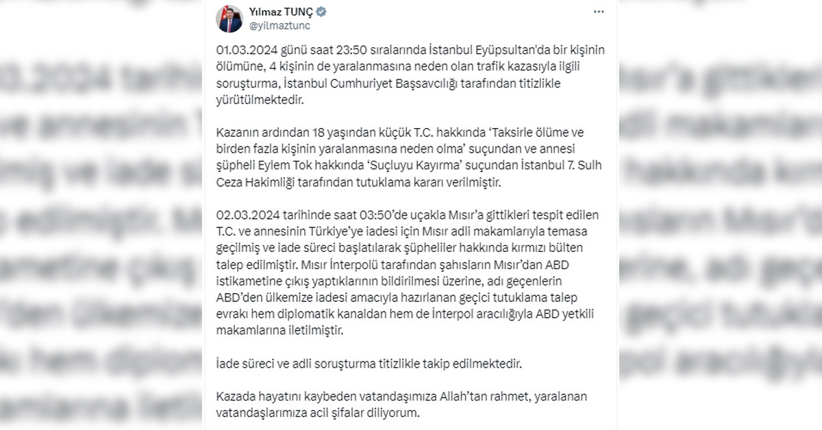 Yılmaz Tunç açıklama