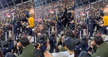 Sevilla Fenerbahçe maçında skandal görüntüler: İspanyol polisi taraftarlarımıza saldırdı
