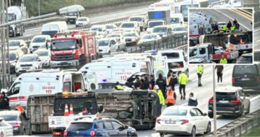 TEM otoyolu Seyrantepe mevkiinde öğrenci servisi devrildi