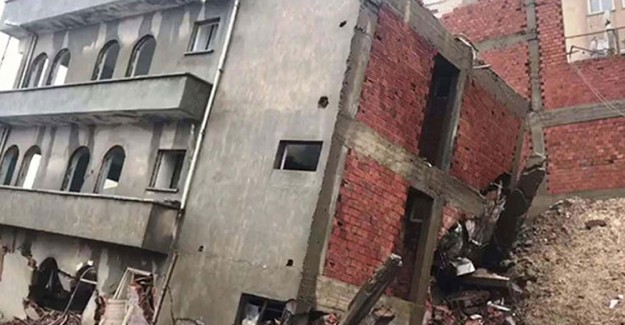 Besni'de 4 Katlı Bina Yağmur Nedeniyle Çöktü