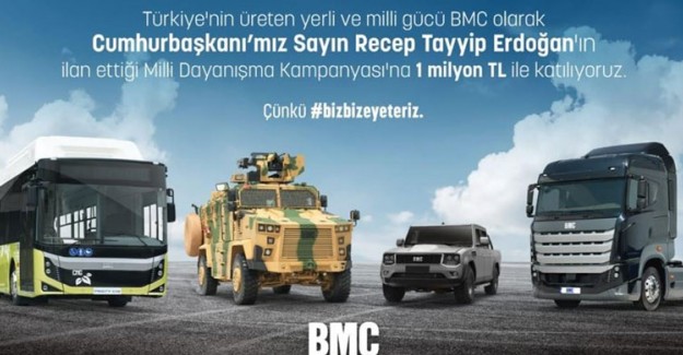 BMC Otomotiv'den 'Milli Dayanışma Kampanyası'na 1 Milyon TL Bağış