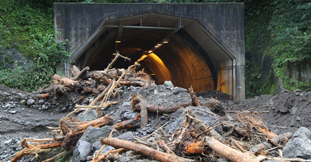 Borçka'da Taşan Dere Tüneli Trafiğe Kapattı