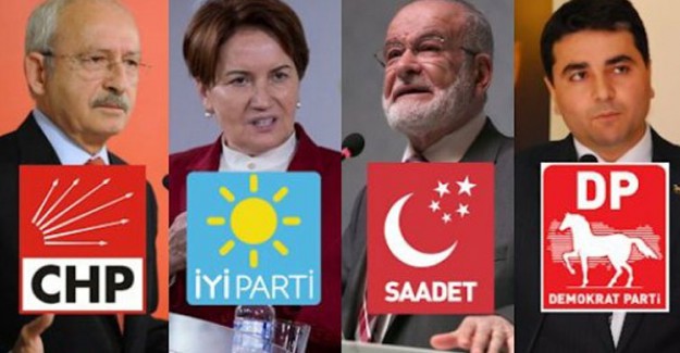 CHP, İYİ Parti, Saadet Partisi ve Demokrat Parti İttifakının Adı Belli Oldu