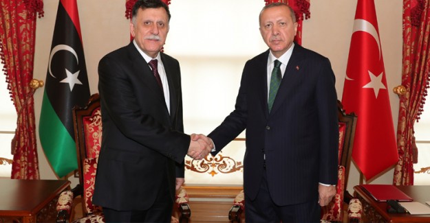 Cumhurbaşkanı Erdoğan, Libya UMH Başkanlık Konseyi Başkanı Serrac İle Görüştü