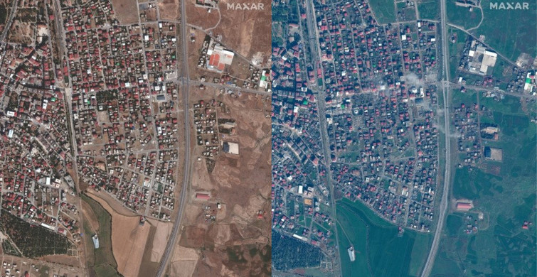 İlk uydu görüntüler geldi: İşte depremin öncesi ve sonrası