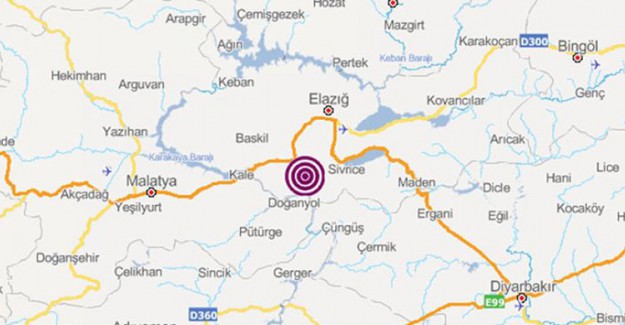 Elazığ'da 5.2 Büyüklüğünde Deprem