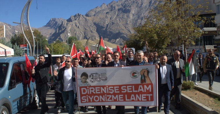 Hakkari'de Filistin'e Destek Yürüyüşü Düzenlendi