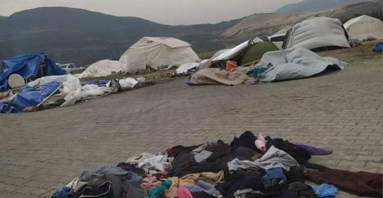Hatay’da şiddetli rüzgar depremzedelerin çadırları yıktı: Eşyalar etrafa dağıldı