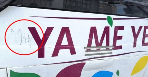 HDP'nin Seçim Otobüsünün Üzerine Bozkurt İşareti Çizilip MHP Yazıldı