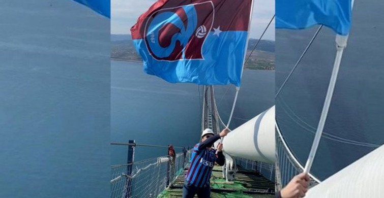 İstanbul boğazındaki gelenek devam ettiriliyor: Trabzonspor bayrağı 1915 Çanakkale Köprüsü'nde!