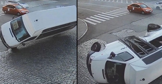 Polisten Kaçan Alkollü Trafik Canavarı, Çarptığı Minibüsü Devirdi