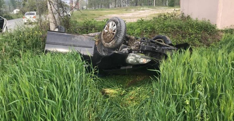 Sakarya’da İşe Giden Adamın Otomobili Takla Attı