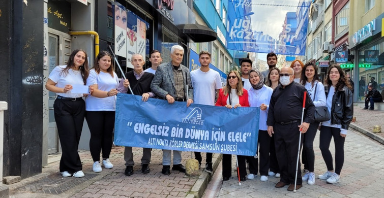 Samsun'da Beyaz Baston Farkındalık Etkinliği: Sürücüler Duyarlılık Testine Tabi Tutuldu