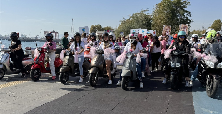 Tekirdağ'da Motosikletli Kadınlar Pembe Festival ile Meme Kanserine Dikkat Çekti