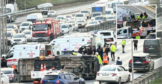 TEM otoyolu Seyrantepe mevkiinde öğrenci servisi devrildi