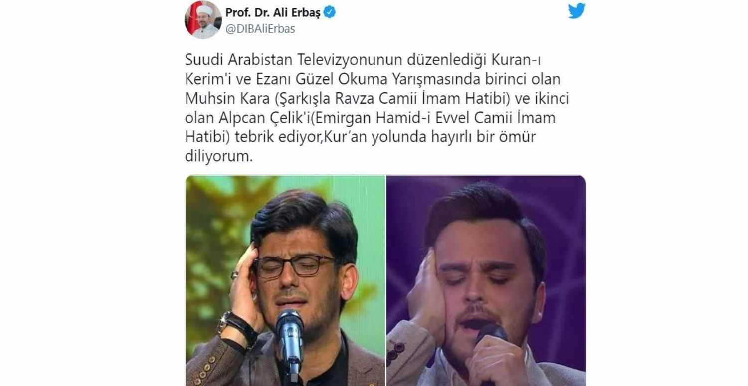 Ali Erbaştan tebrik mesajı