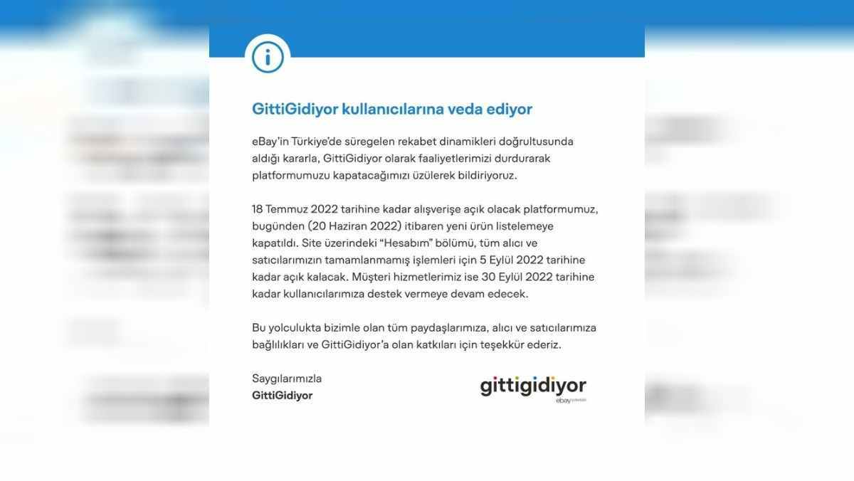 GittiGidiyor kapanıyor