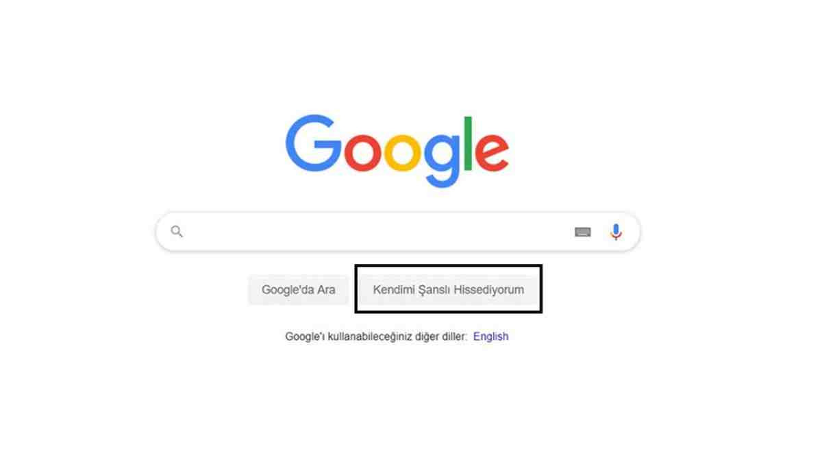 Google Kendimi Şanslı Hissediyorum butonu