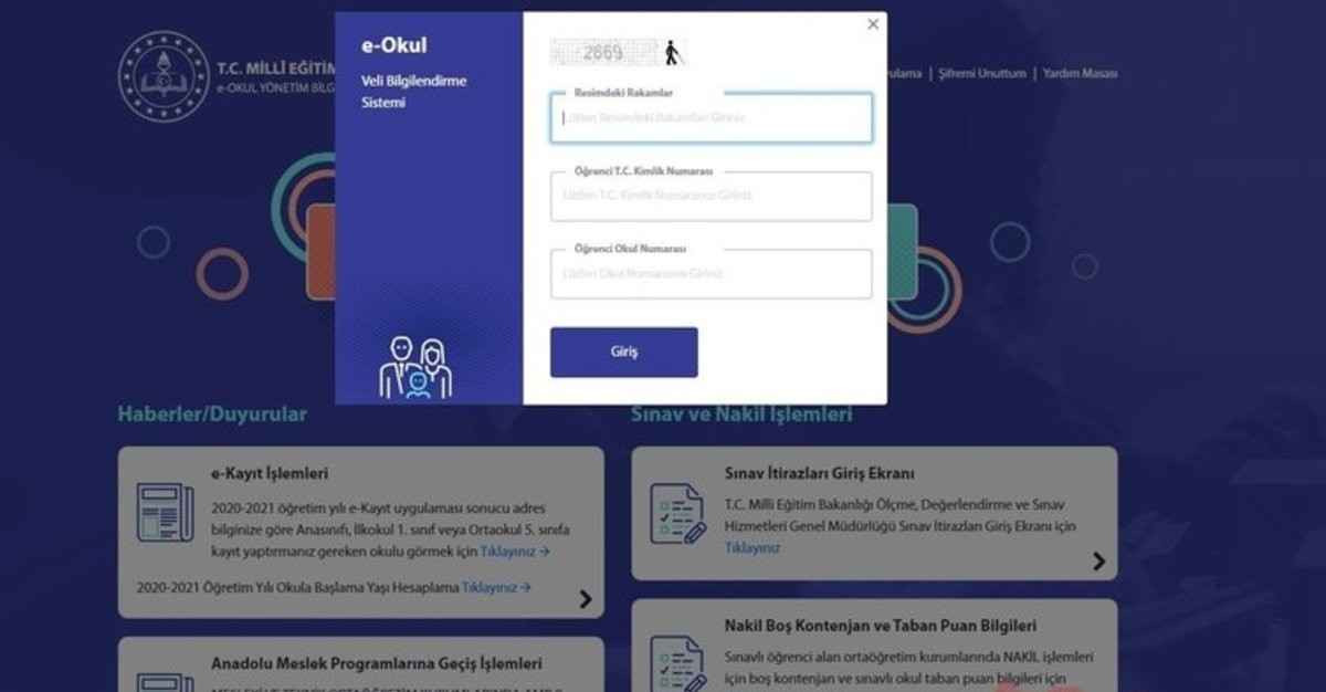 İlkokul, ortaokul ve lise karne notu sorgulama
